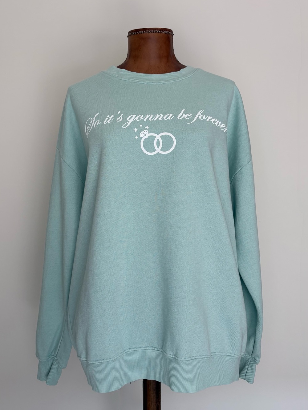 Originality "So it’s gonna be forever" Oversized Sweater in Light Teal New